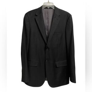 Centrion Two Button Wool Blazer Men's Size 40L Sport Coat Jacket Black Preppy